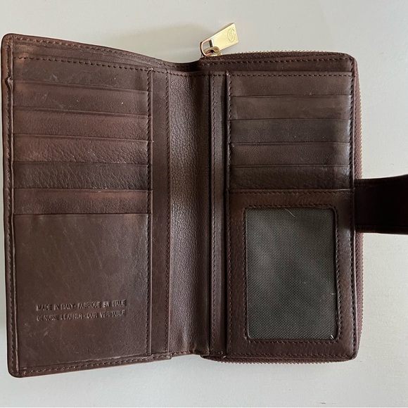 VTG Valentina Brown Leather Wallet with Gold Accent EUC. - Picture 8 of 16